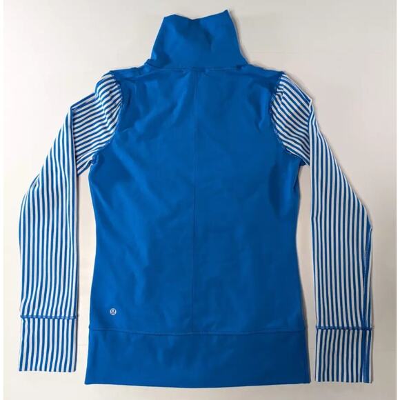 Lululemon Daily Yoga Jacket Size 6 Beaming Blue Classic Stripe Polar Cream - Picture 4 of 8